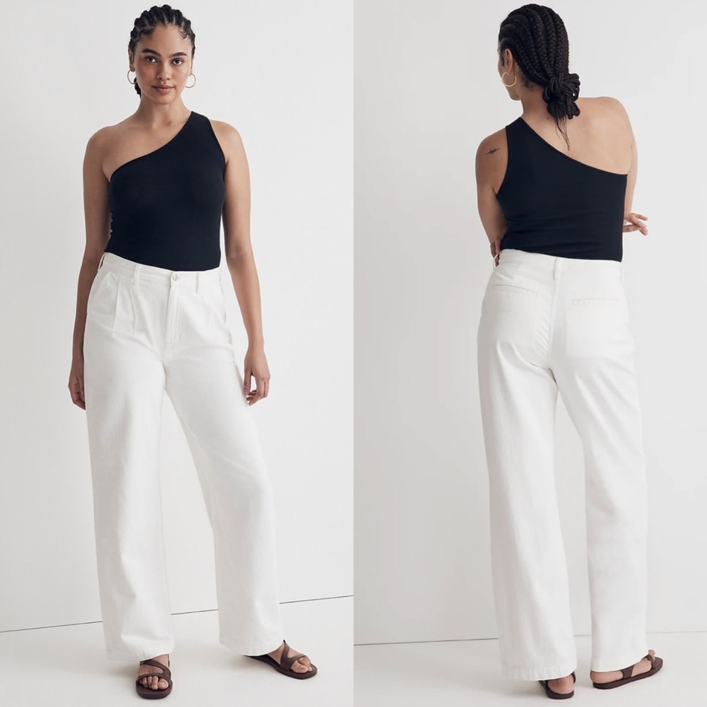 NWT Madewell The Harlow‎ Wide Leg Jean in Tile White Size 32